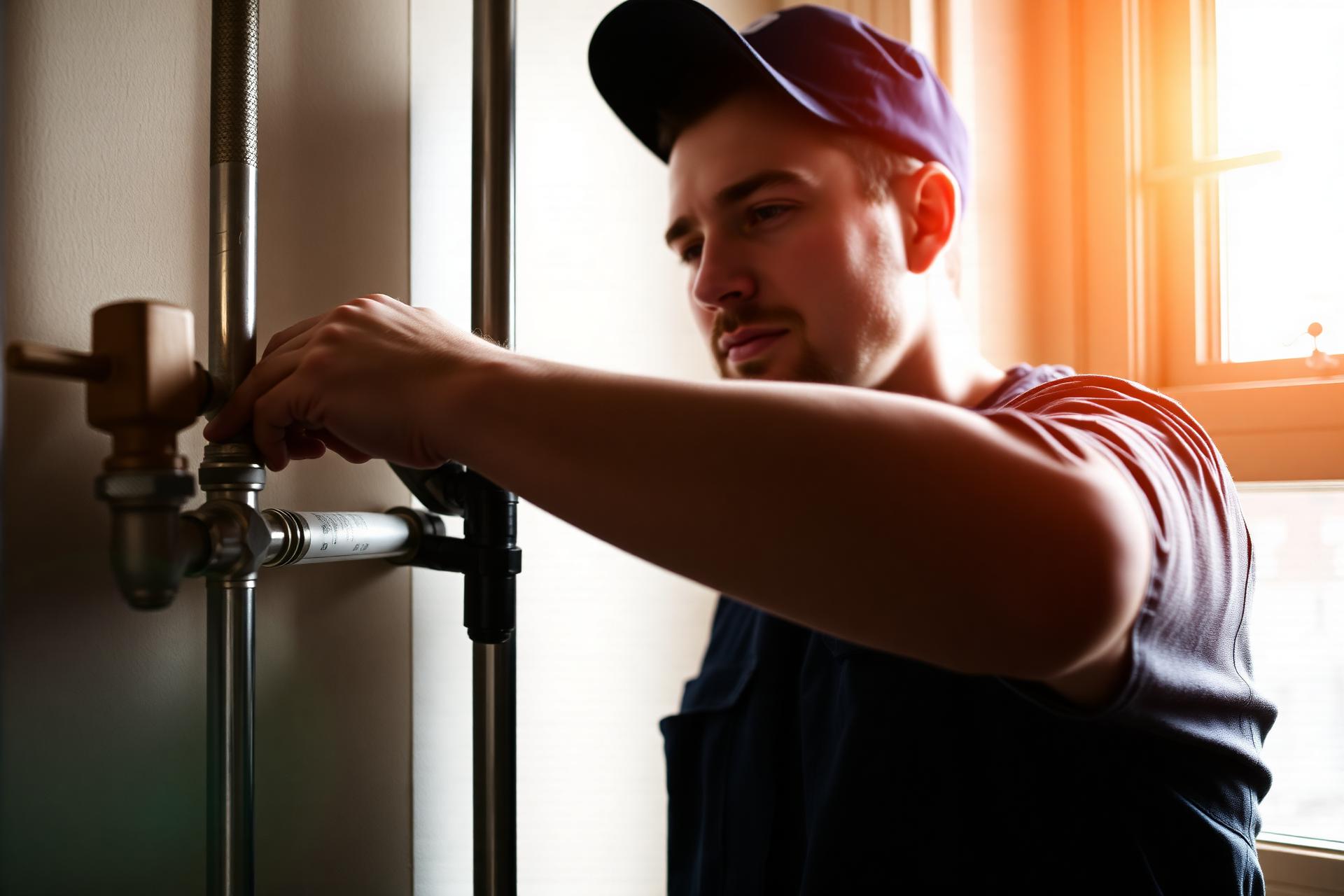 Skilled plumber working on a residential service call